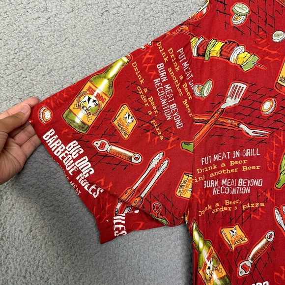 Big Dogs Shirts Big Dogs Shirt Mens Large Red Hawaiian Bbq Beer